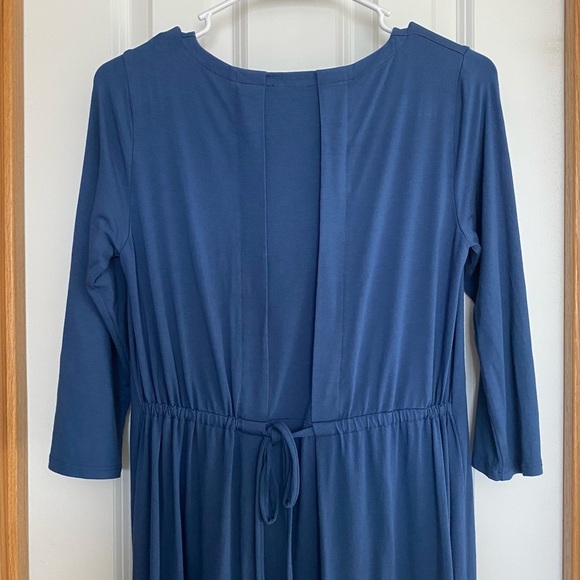 Eileen Fisher Blue 3/4 Sleeve Viscose Dress with Back Tie Detail Size XS - Picture 6 of 7